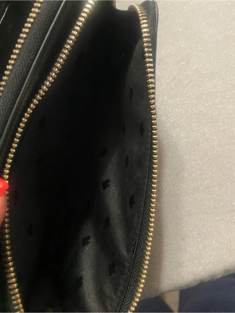 kate spade Black Zip-Around Saffiano Leather Wallet